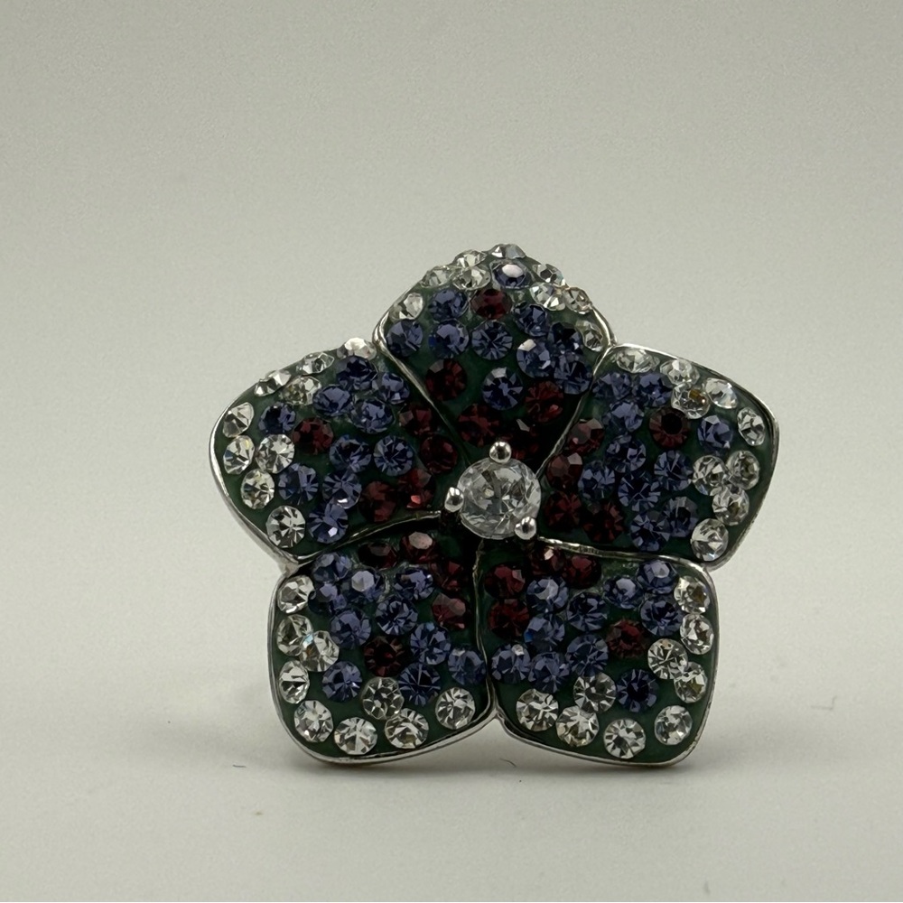 Crystal Flower Statement Ring - Purple, Burgundy … - image 8